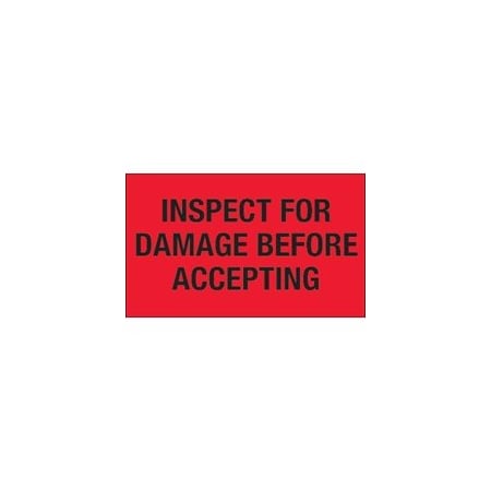 Bubblefast 3 x 5'' - ''Inspect For Damage Before Accepting'' Fluorescent Red Labels BFDL1219
