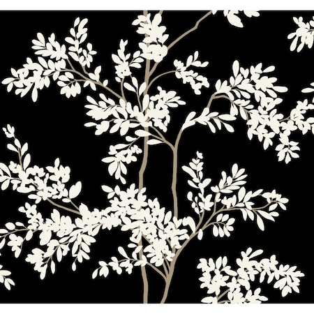 York Wallcoverings Lunaria Silhouette Black and White Wallpaper BL1804