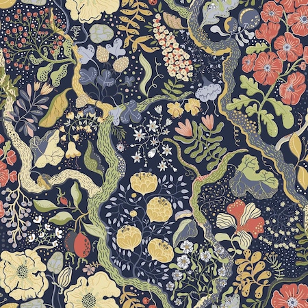 A-Street Prints Ann Blue Floral Vines Wallpaper 2932-65101