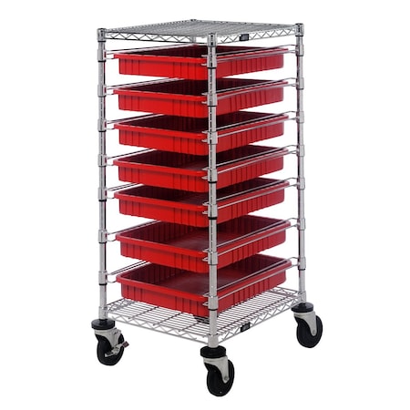 Quantum Storage Systems BIN CART W/ DIVIDABLE GRIDS RED BC212439M2RD