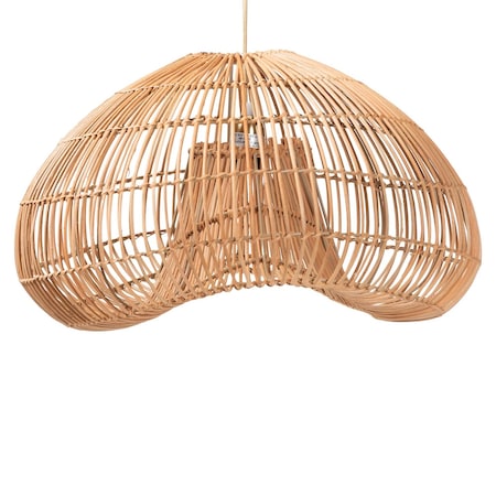 Bali & Pari Hansa Natural Rattan Pendant Lampshade - Handcrafted Dome-Shape Ceiling Light Cover, Boho Decor 261-14235-ZORO