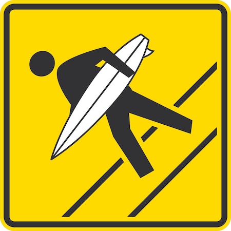 Lyle Man with Surfboard Graphic, 24x24, High Intensity Prismatic, Yellow G-13057-HI_24x24