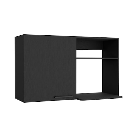 Homeroots 39in Black Wood Wall Mounted Accent Cabinet With Single Door 520576