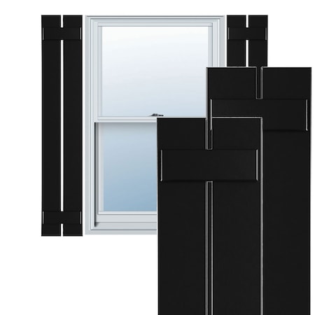 Ekena Millwork True Fit PVC Two Board Spaced Board-n-Batten Shutters, Black, 11 1/4W x 54H, PR TFP101SBF11X054BL