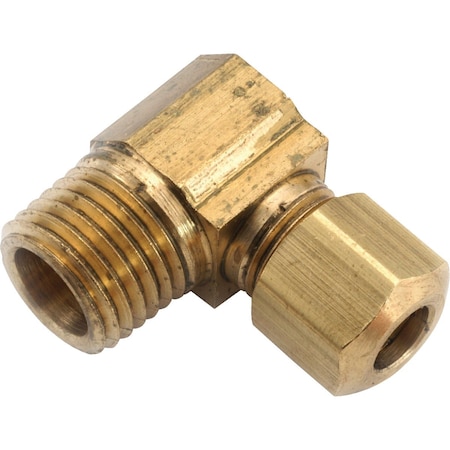 Anderson Metals 1/4''x1/8'' Male 90 Deg. Compression Brass Elbow, 1/4 Bend 750069-0402