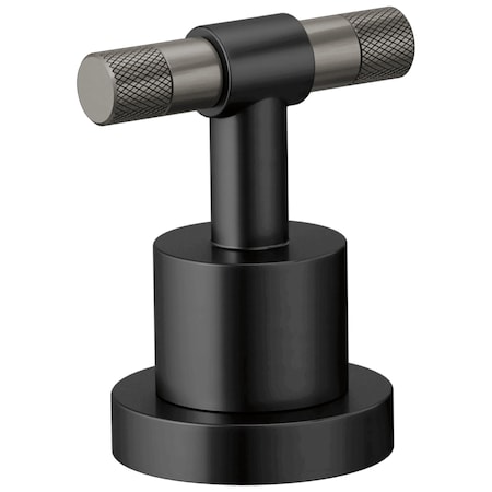 Brizo Litze Roman Tub Handle Kit, T-Lever Matte Black/Luxe Steel HL633-BLSL