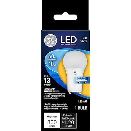 Ge LED Bulb, General Purpose, A19 Lamp, GU24 Lamp Base, Dimmable 44775