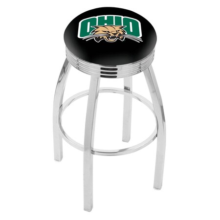 Holland Bar Stool Co 30" Chrome Ohio University Swivel Bar Stool, Accent Ring L8C3C30UnivOH