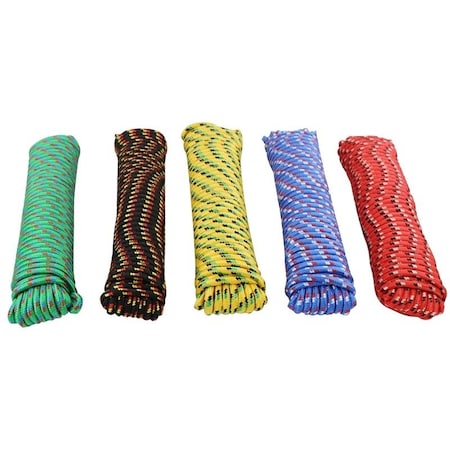 Prosource Rope, 3/8 in Dia, 100 ft L, 244 lb Working Load, Polypropylene, Black/Blue/Green/Red/Yellow 706036-PDQ