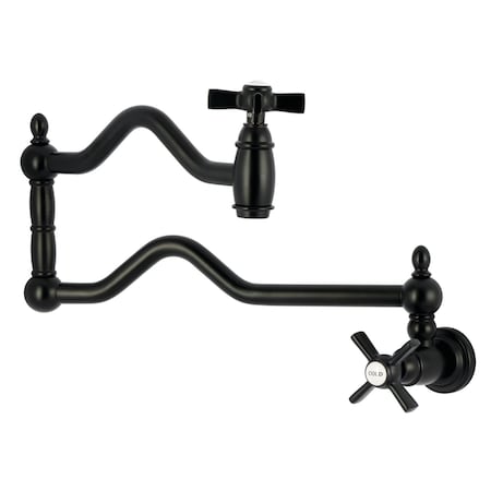 Kingston Brass Wall Mount Pot Filler Faucet, Matte Black KS2100ZX