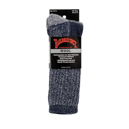 Railroad Sock Mens Crew Socks, 4 Pair7% Merino Wool, 35% Acrylic, 18% Nylon, Navy, 6-12 M, 1 PR 2982 NV