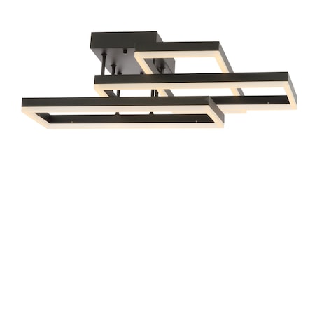 Jonathan Y Turing 28" Geometric Integrated LED Metal Flush Mount, Black JYL7209A