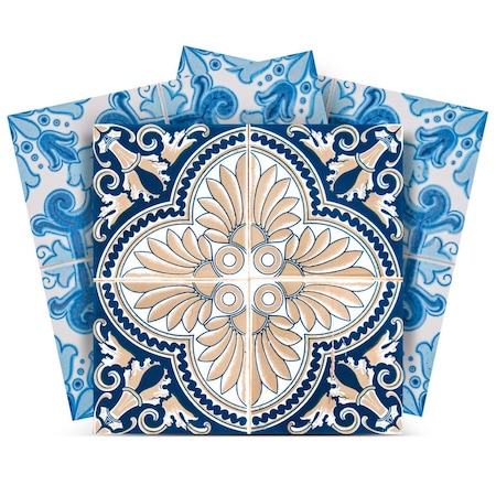 Homeroots 7" X 7" Blue Taupe Tobi Peel And Stick Tiles 400148