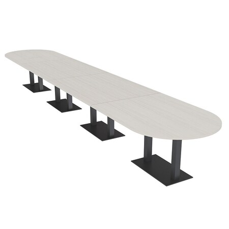 Skutchi Designs Racetrack Conference Table With Power Unit, 48 in W, 264 in L, Ivory HAR-RAC-48X264-DOU.BK-K458-NA