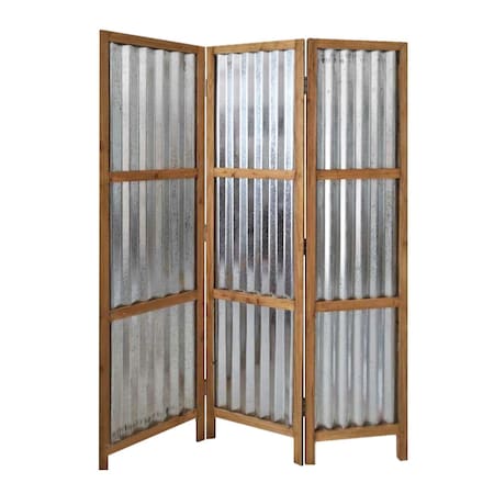Homeroots 72" Brown Folding Three Panel Screen Room Divider 379904
