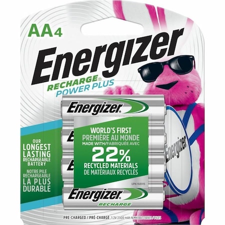 Energizer Power Plus Rechargeable AA Batteries, NiMh, 4PK NH15BP-4