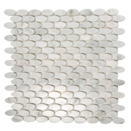 Apollo Tile 11x7 Bianco Carrara Marble Polished Floor and Wall Mosaic Tile 4.51 sqft/case, 5PK APLDC88OV2A