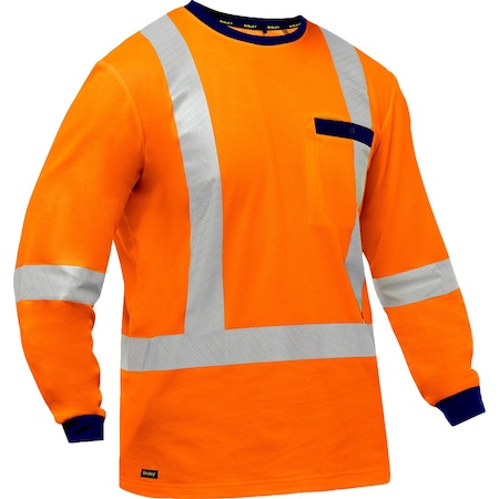 Pip Long Sleeve Shirt, V-Neck, Hi-Vis Orange 313M6118X