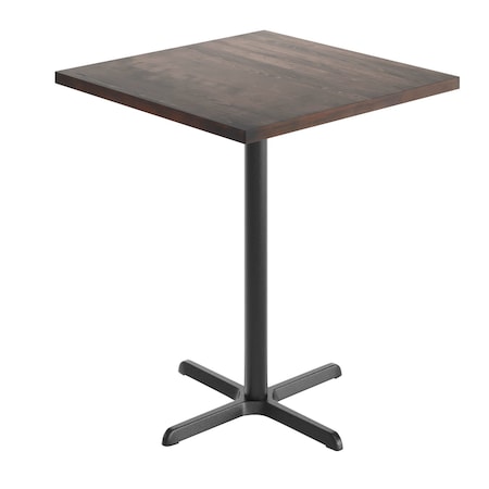 Flash Furniture Bennett 36 in Square Solid Wood Indoor Tabletop in Dark Brown with 30 in x 30 in Bar Height GSF-SQ36-DKBRN-T3030B-GG