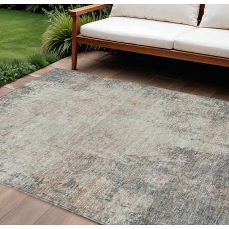 Homeroots 10' X 14' Taupe And Ivory Abstract Washable Indoor Outdoor Area Rug 612375