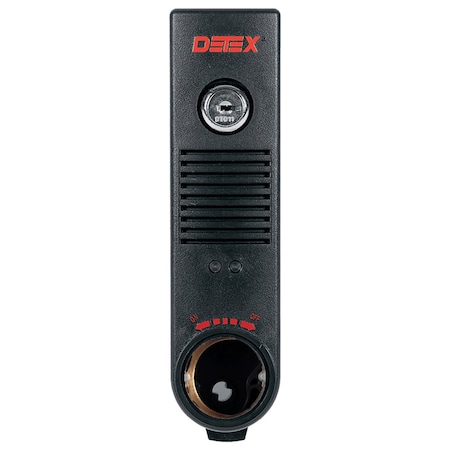 Detex Door Prop Alarm, Surface Mount, Battery Powered, Weatherized, Black Finish EAX-300W BLACK