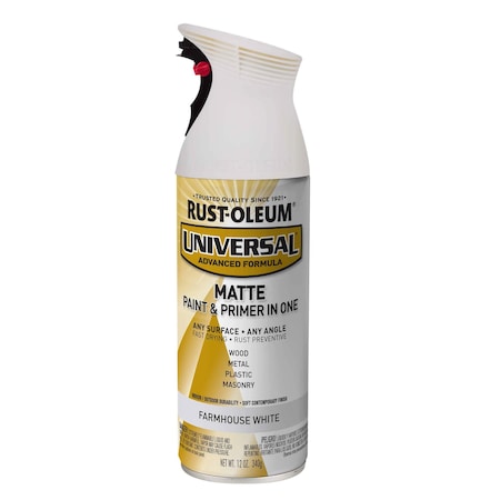 Rust-Oleum Spray Paint, Farmhouse White, Matte, Solvent, 12 oz 376725