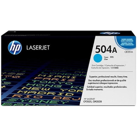 Hp 504A (CE251A) Cyan Original LaserJet Toner Cartridge (7,000 Yield) CE251A