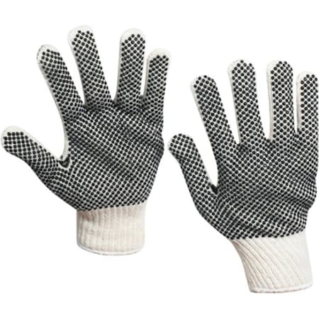 Partners Brand Knit Gloves, White/Black, S, 12 PK GLV1011S