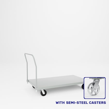 Pucel Steel Platform Truck, 34 in W x 60 in D, 8 in Semi-Steel Casters, Gray PT-3460-8S