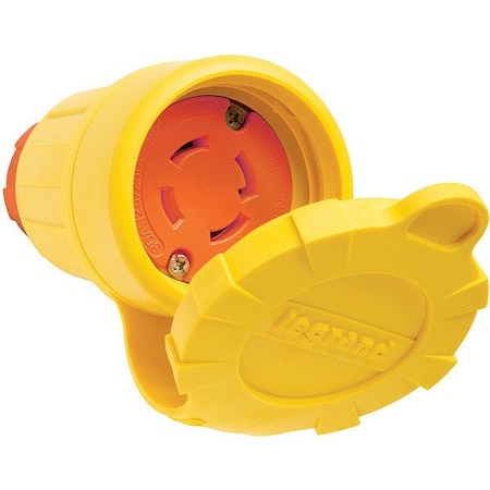 Pass & Seymour Locking Connector, L14-30R, 30 A, 125/250V AC, Single Phase, 3 Pole, Screw Terminals, Yellow 29W74AM