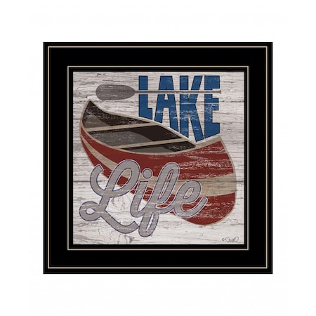 Homeroots Lake Life Canoe 3 Black Framed Print Wall Art 407732