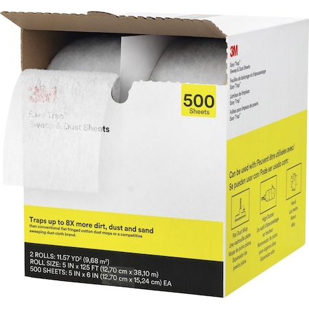 3M Easy Trap Duster, 5 x 125 ft, White, 250 Sheets/Roll, PK2 55655W