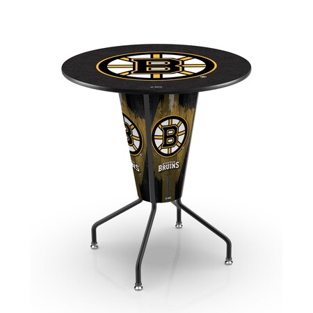 Holland Bar Stool Co Lighted 42" Black Boston Bruins Pub Table L218B42BosBru36RBosBru