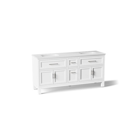 Kohler Quo 72" bathroom vanity cabinet with sinks and quartz top 31247-ASB-0