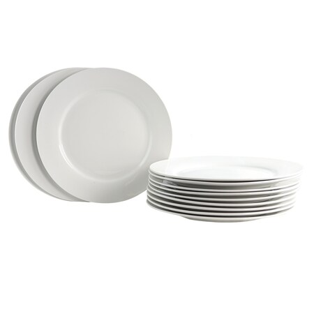 Gibson Home Noble Court 10.5" Dinner Plate Set in White, 12PK 108045.01