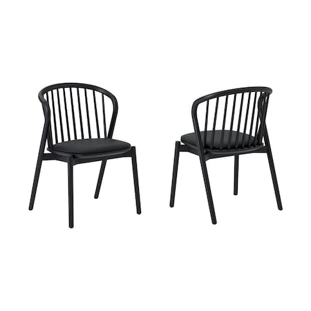 Armen Living Echo Black Oak Wood and Faux Leather Dining Chairs - Set of 2 LCECSIBLK
