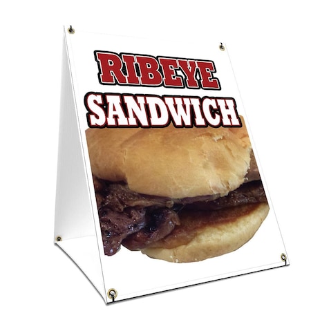 Signmission Ribeye Sandwich, 36 Inch x 24 Inch A-frame Yard Sign, Plastic Sign SBC-2436-Ribeye Sandwich