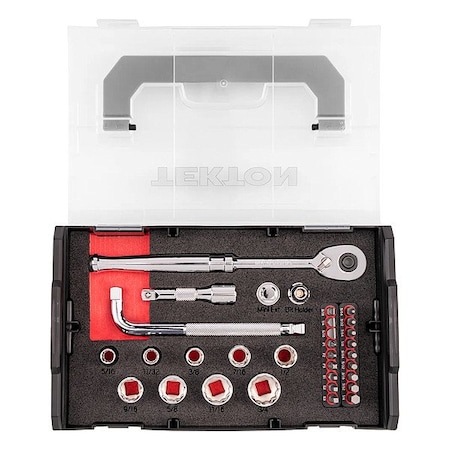 Tekton Socket Set, Steel, 32 Pieces SKT96101