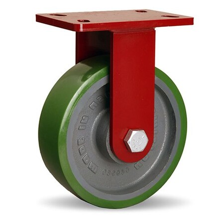 Hamilton Plte Caster, Rgid, Poly, 8 in., 2000 lb., Grn R-FM-8DB