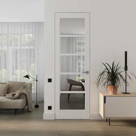 Sartodoors Hidden Door White 42x96 Solid Core Modern Interior QUADRO4522MF-WS-42x96-LH-O