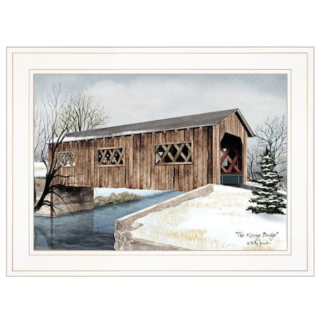 Homeroots The Kissing Bridge 1 White Framed Print Wall Art 404464