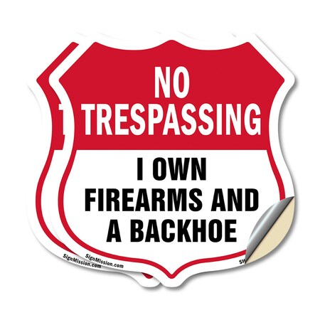 Signmission No Trespassing Shield Sign I Own Firearm, 12 inch X 12 inch, Vinyl Decal, 2PK SHI-D-2PACK-12-422