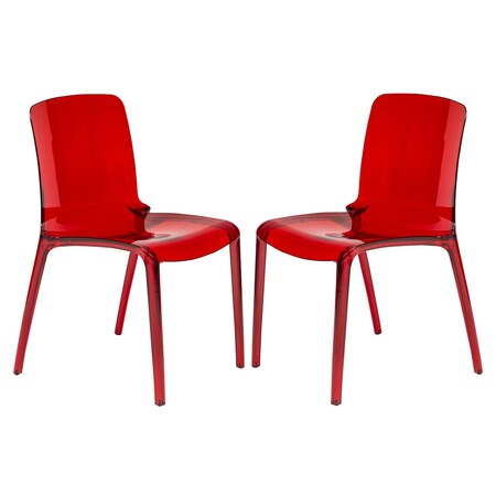 Leisuremod Murray Modern Dining Chair, Red, 2PK MC20R2