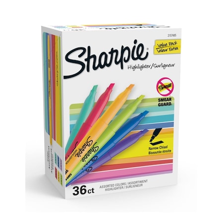 Sharpie Highligthers, Assorted Fluorescent, PK36 2157485
