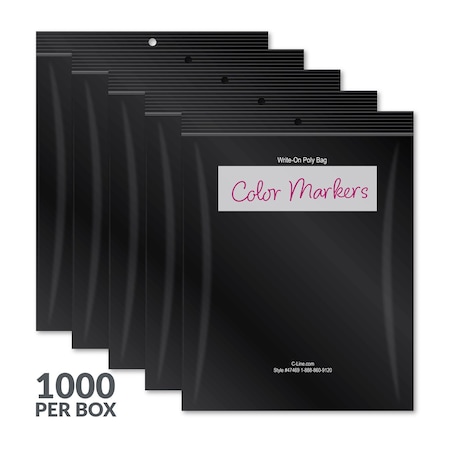 C-Line Products 8-1/2" x 11" Black Write-On Poly Bags, 1000/BX 47491