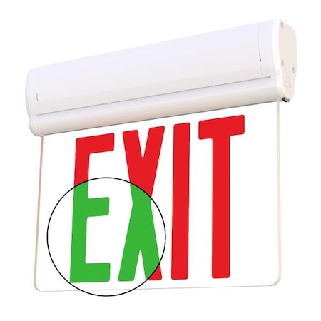 Exitronix P900U Series LED Edge-Lit Exit Sign, Field-Switchable Red/Green, Thermoplastic P900U-RG-WB-S-WH