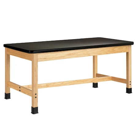 Diversified Spaces Plain Apron Table, Oak, Wood Frame, 54 in W, Black P780LBBK30L