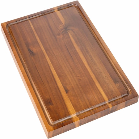 Happimess Eldridge Large 18"W x 12"D Handcrafted Acacia Wood Grain Thick Reversible Cutting Board w/Juice Gro CUT1001B