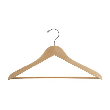 Nahanco 17in Natural Gloss Flat Wooden Suit Hanger w/ Stationary Pant Bar, 100PK 80-17