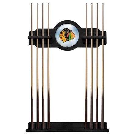 Holland Bar Stool Co Chicago Blackhawks Cue Rack in Black Finish CueBKChiHwk